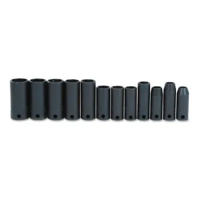 Stanley® Products Torqueplus 12 Piece Metric Thin Wall Deep Impact Socket Sets, 3/8 in, 6 Point, 72217