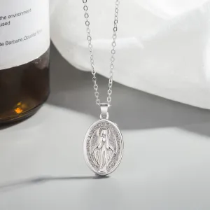 Sterling Silver Female Virgin Mary Pendant Gold Virgencita Necklace