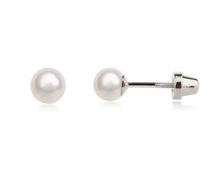 Sterling Silver White Freshwater Pearl Earrings