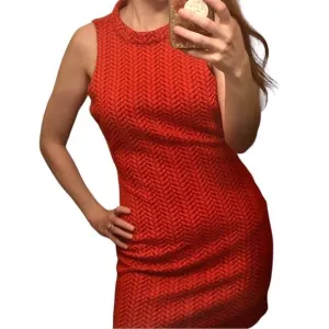 SUGARLIPS Red Knit Mini Dress | XS/0-2 | Open Back Sheath | Sexy Cocktail Look