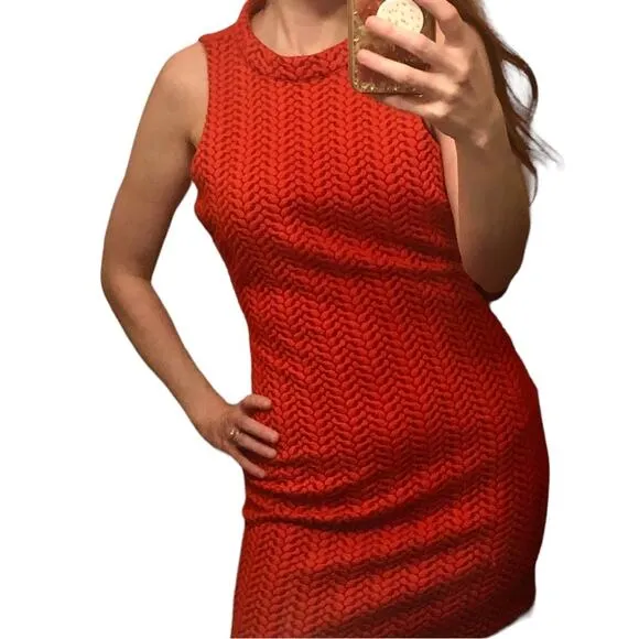 SUGARLIPS Red Knit Mini Dress | XS/0-2 | Open Back Sheath | Sexy Cocktail Look