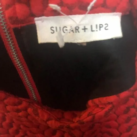 SUGARLIPS Red Knit Mini Dress | XS/0-2 | Open Back Sheath | Sexy Cocktail Look