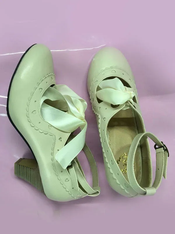 Sweet Lolita Shoes Ballet Lace Up Platform Round Toe