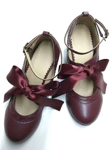 Sweet Lolita Shoes Ballet Lace Up Platform Round Toe