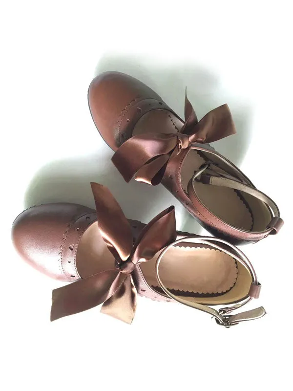 Sweet Lolita Shoes Ballet Lace Up Platform Round Toe