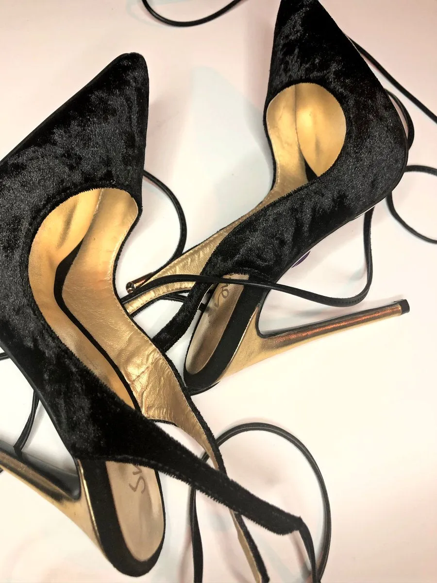 Sybgco HBIC Black Ankle Strap Heels (Runs Small)