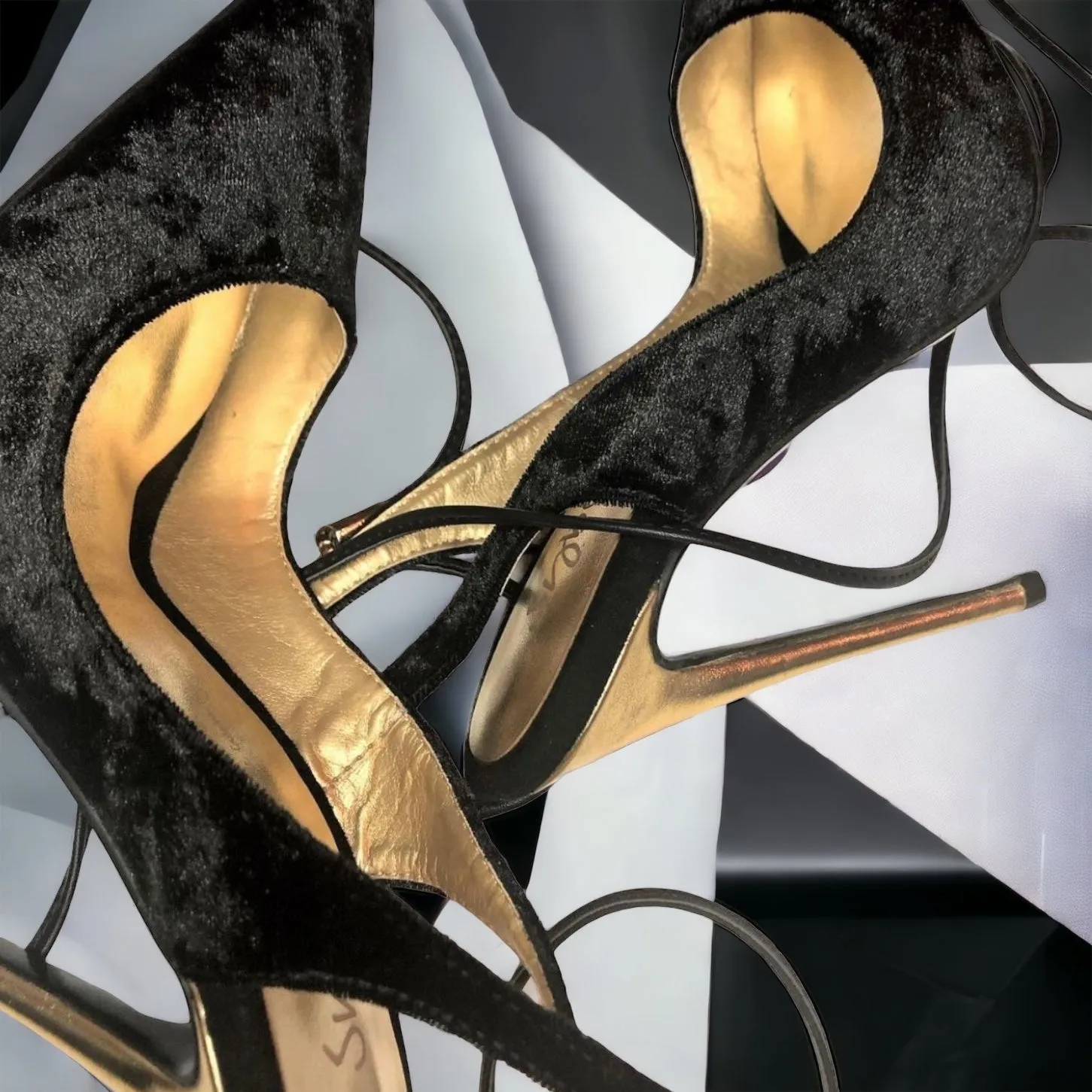 Sybgco HBIC Black Ankle Strap Heels (Runs Small)