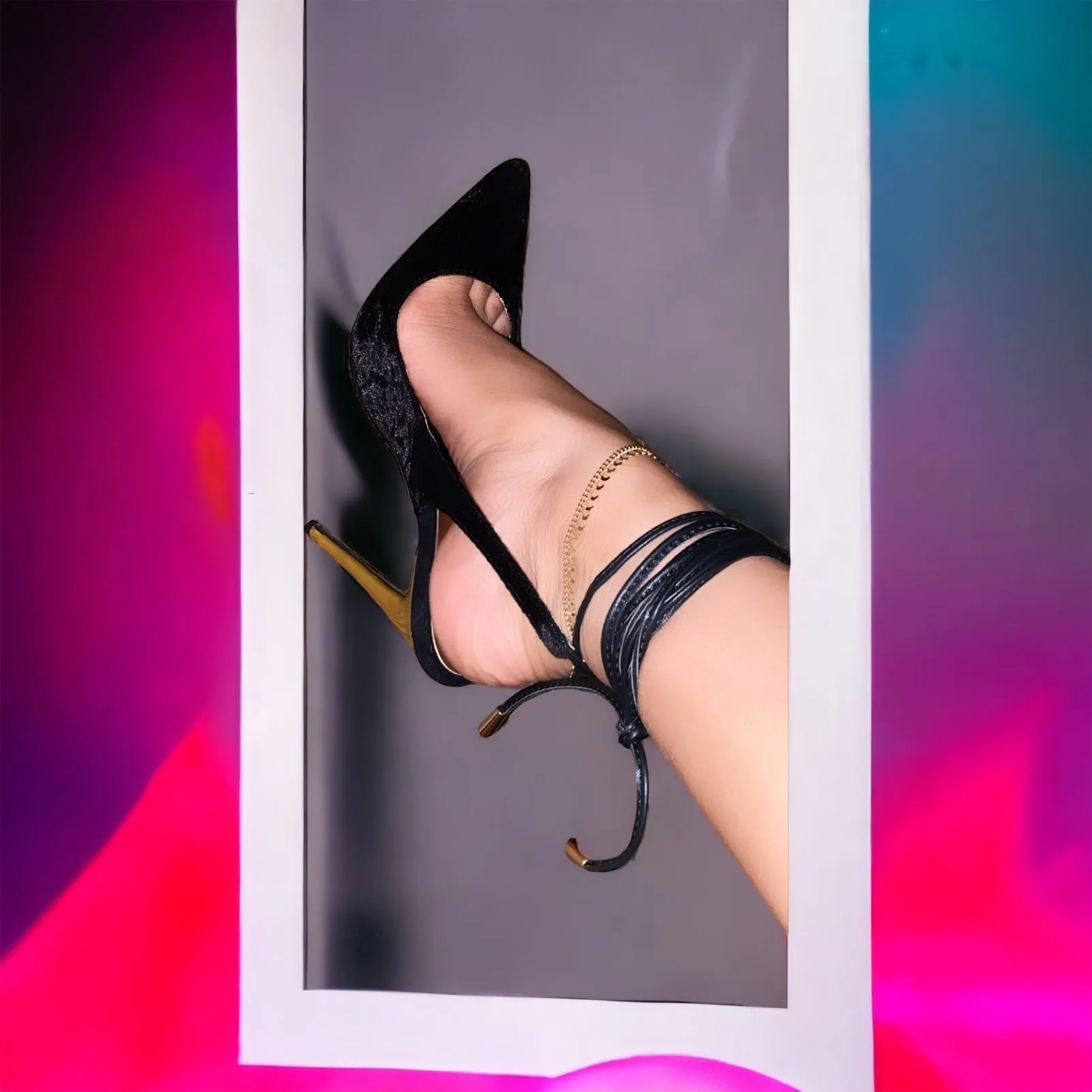 Sybgco HBIC Black Ankle Strap Heels (Runs Small)