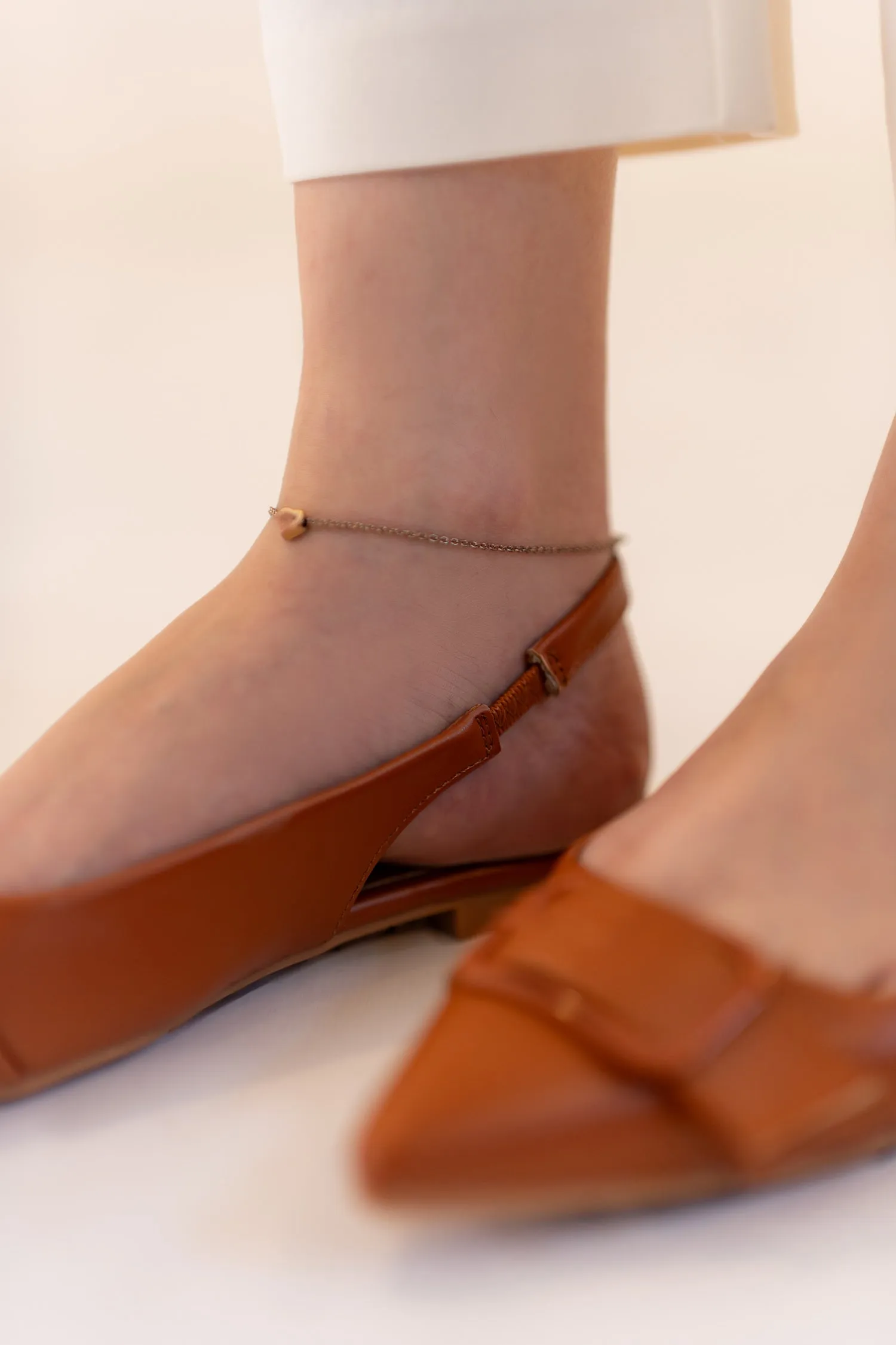 Tan Buckle Detail Flats