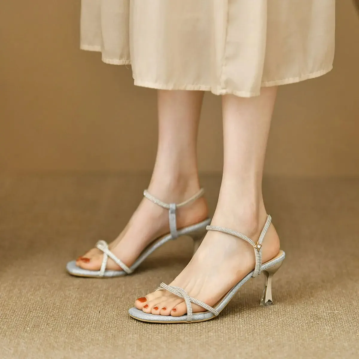 'Tanith' Open Toe Kitten Heels