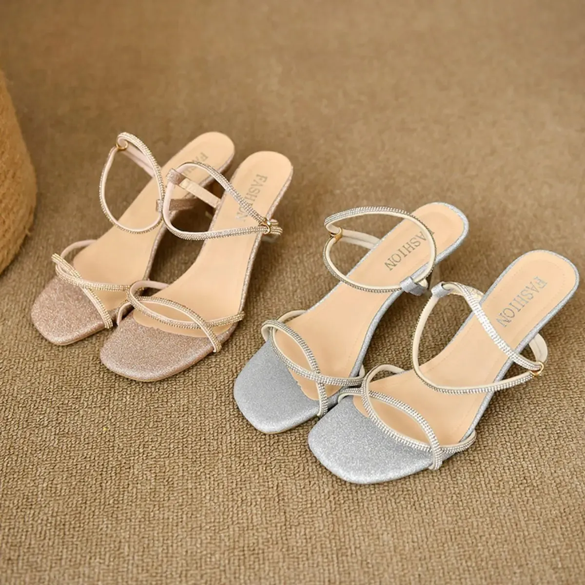 'Tanith' Open Toe Kitten Heels