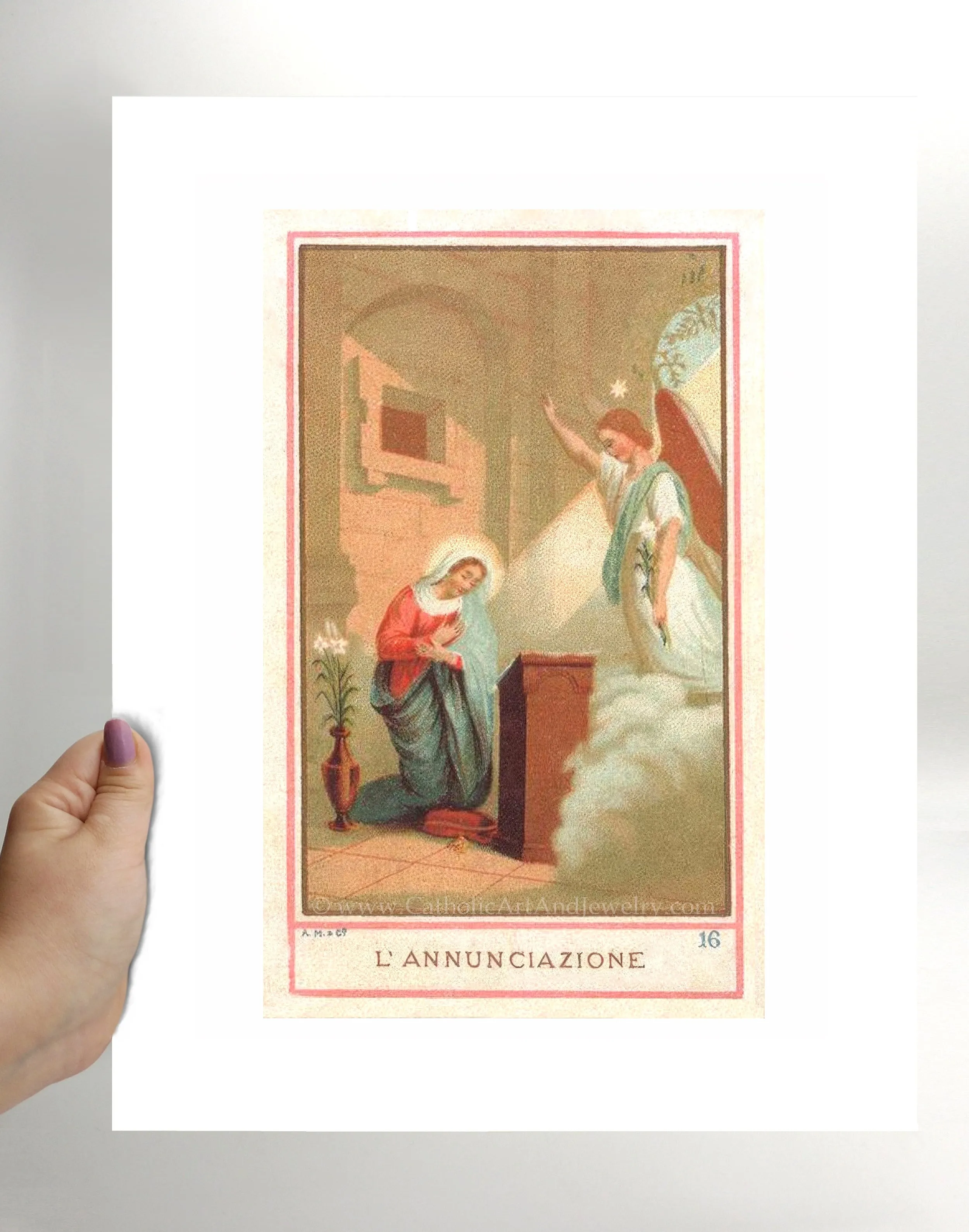 The Annunciation – based on a 19th Century Holy Card – Vintage Catholic Art Print – Archival Quality
