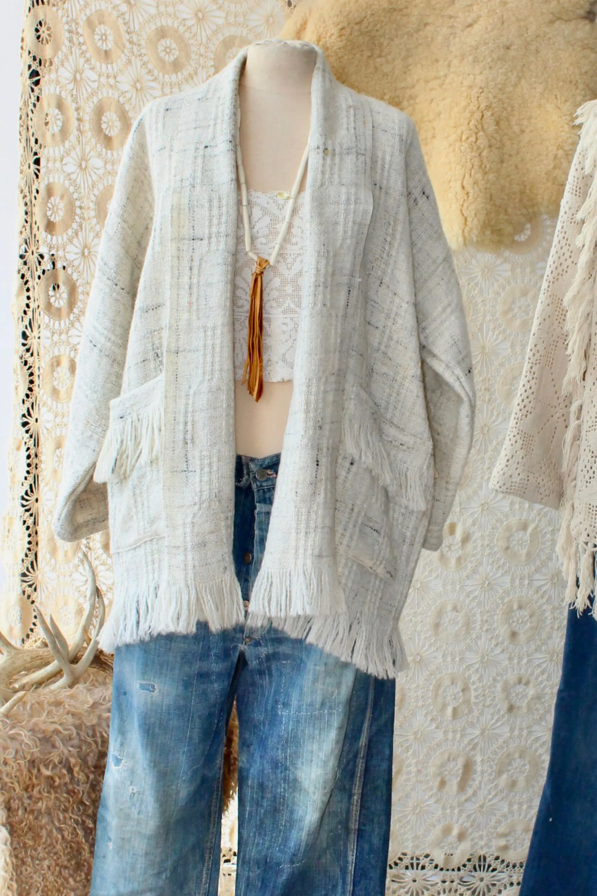 The Highlands Foundry Natural Wool Blanket Coat THF148