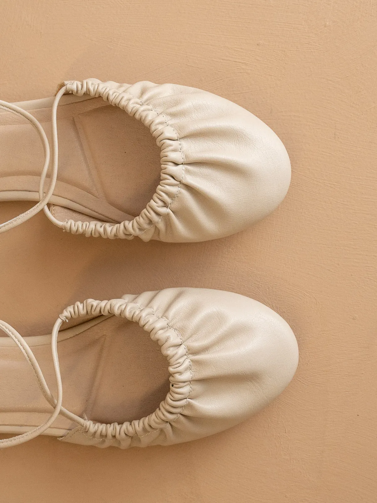 The Laney | Beige Lace Up Ballet Flat