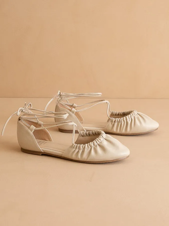 The Laney | Beige Lace Up Ballet Flat
