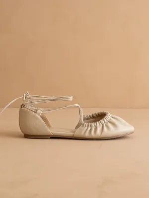 The Laney | Beige Lace Up Ballet Flat
