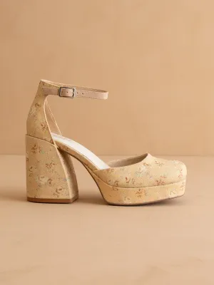 The Oslo | Floral Chunky Platform Mary Janes