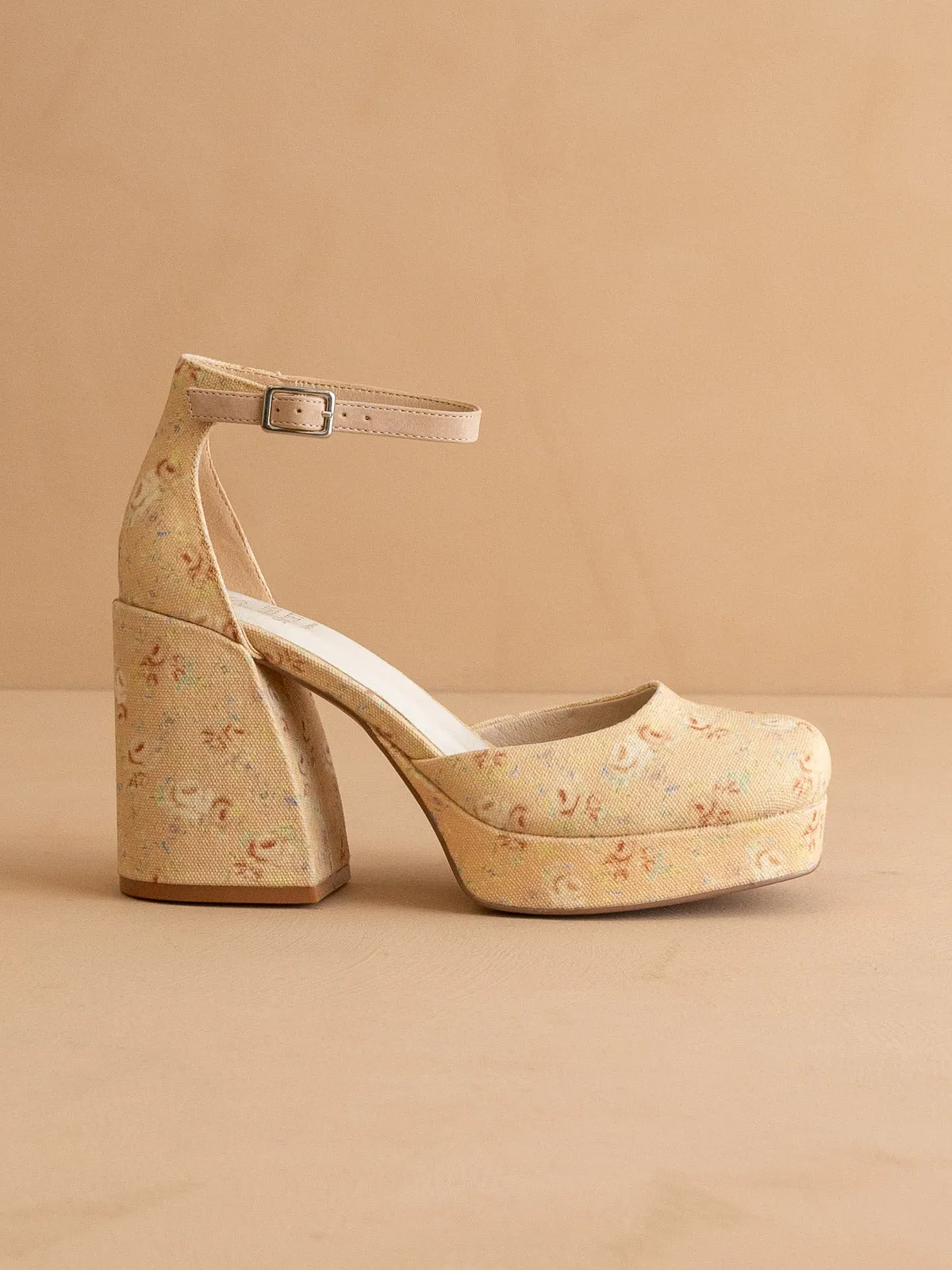 The Oslo | Floral Chunky Platform Mary Janes