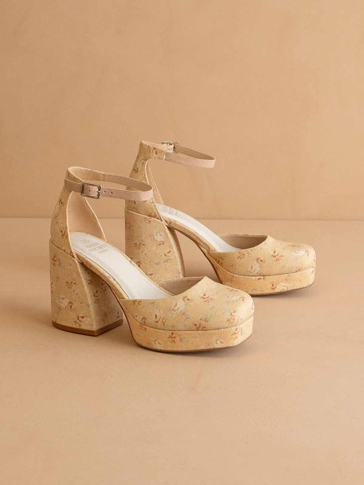 The Oslo | Floral Chunky Platform Mary Janes