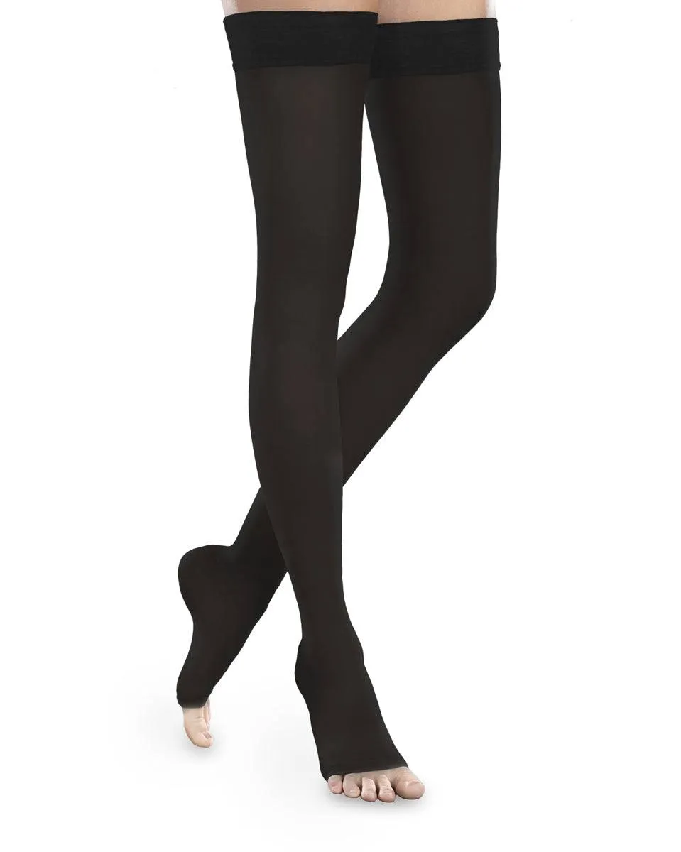 Therafirm Sheer Ease Women's OPEN TOE Thigh High Stockings 15-20mmHg