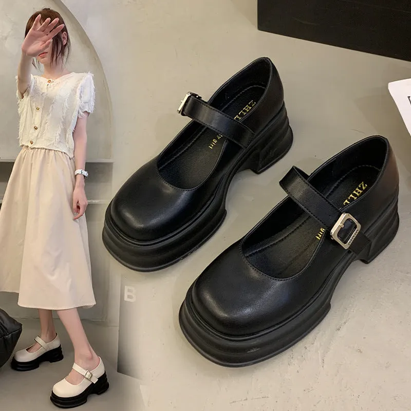 Thick-soled Mary Jane Preppy Pumps for Women
