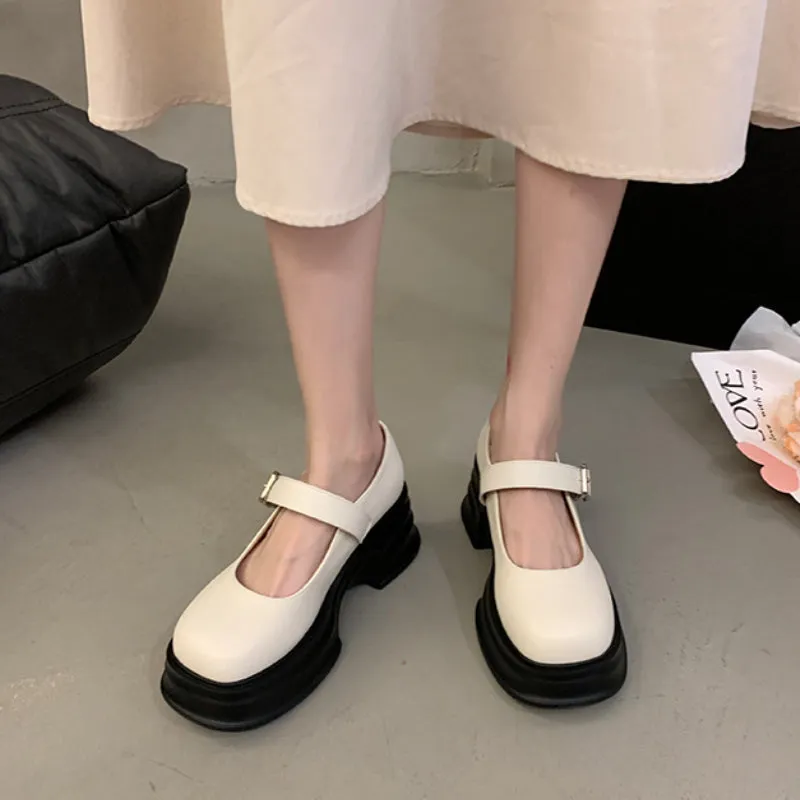 Thick-soled Mary Jane Preppy Pumps for Women
