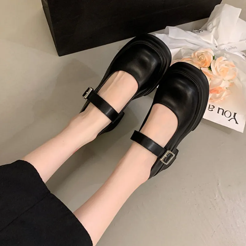 Thick-soled Mary Jane Preppy Pumps for Women