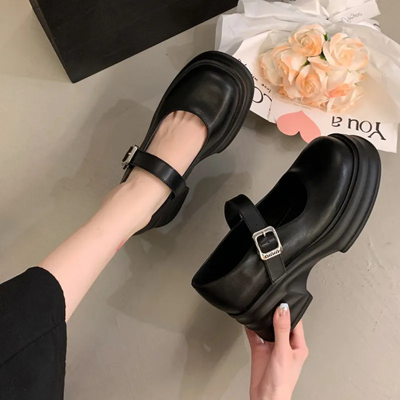 Thick-soled Mary Jane Preppy Pumps for Women