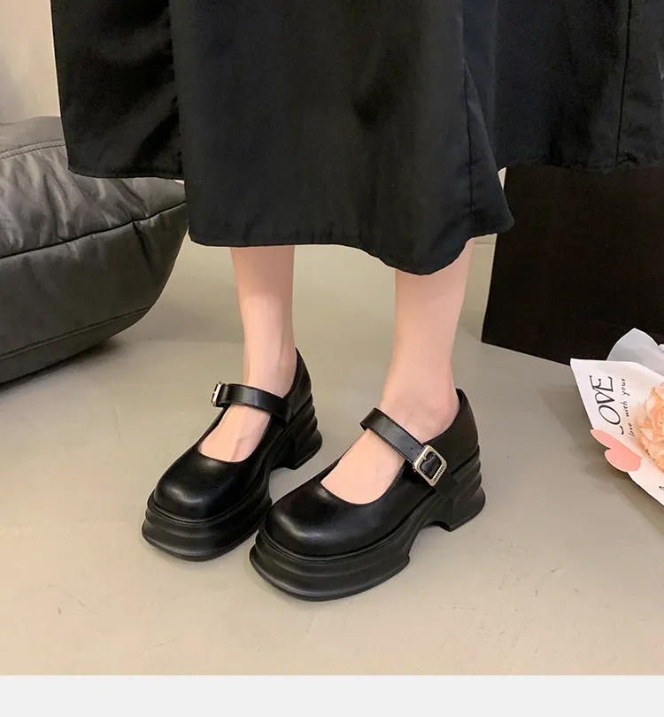 Thick-soled Mary Jane Preppy Pumps for Women