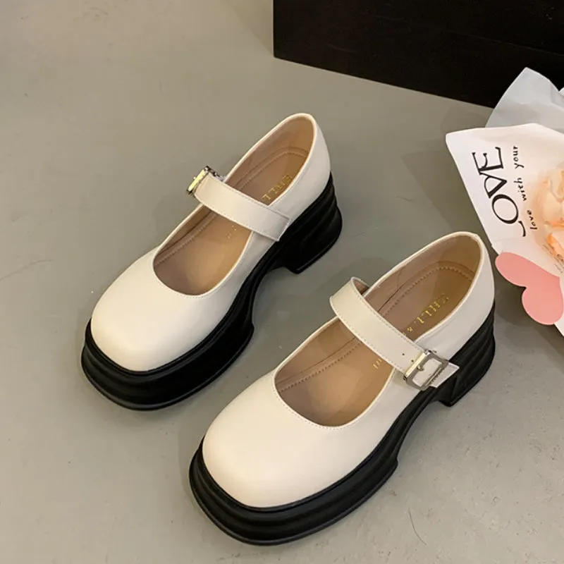 Thick-soled Mary Jane Preppy Pumps for Women