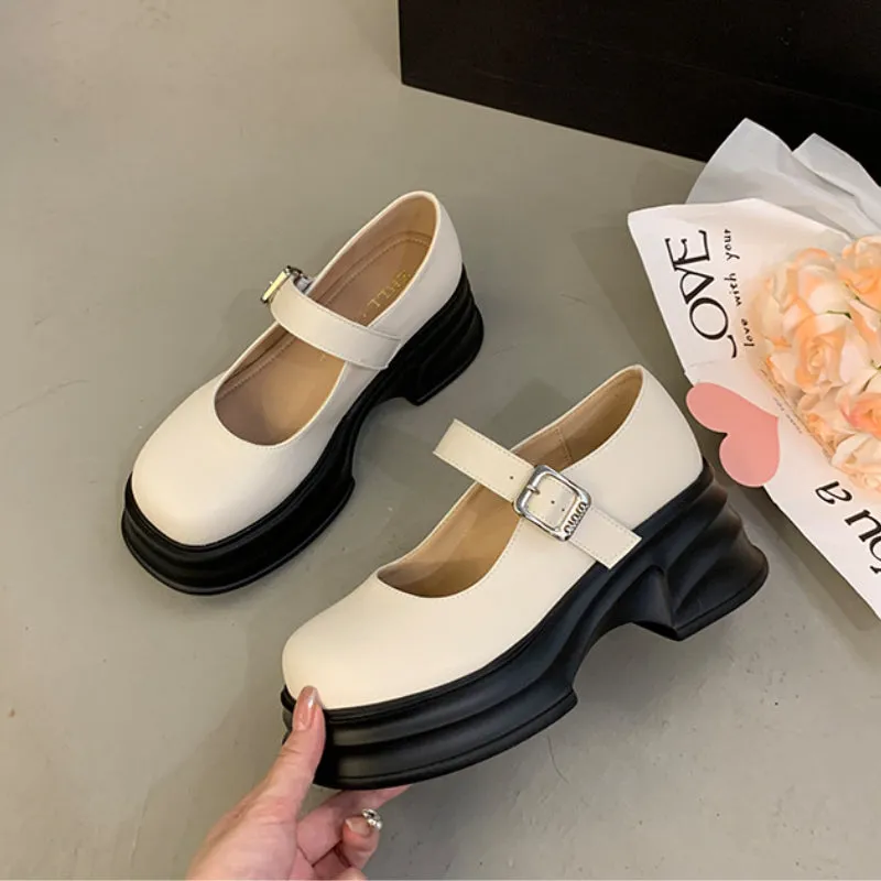 Thick-soled Mary Jane Preppy Pumps for Women