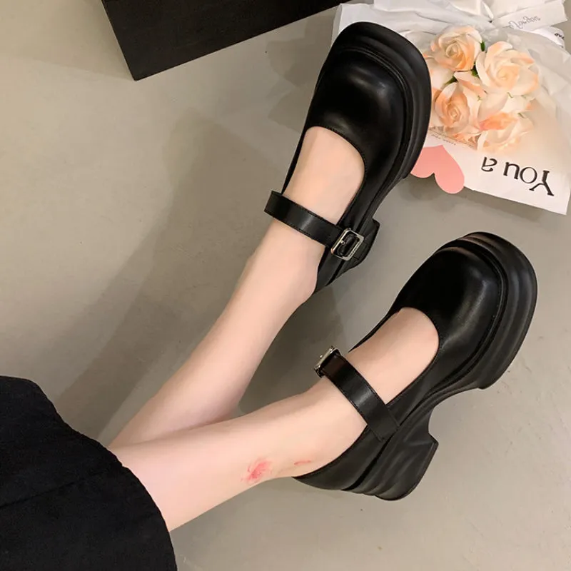Thick-soled Mary Jane Preppy Pumps for Women