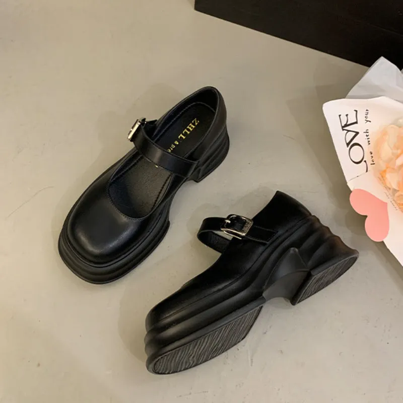 Thick-soled Mary Jane Preppy Pumps for Women