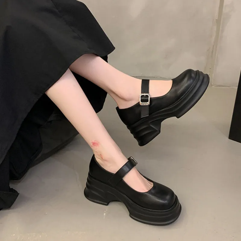 Thick-soled Mary Jane Preppy Pumps for Women