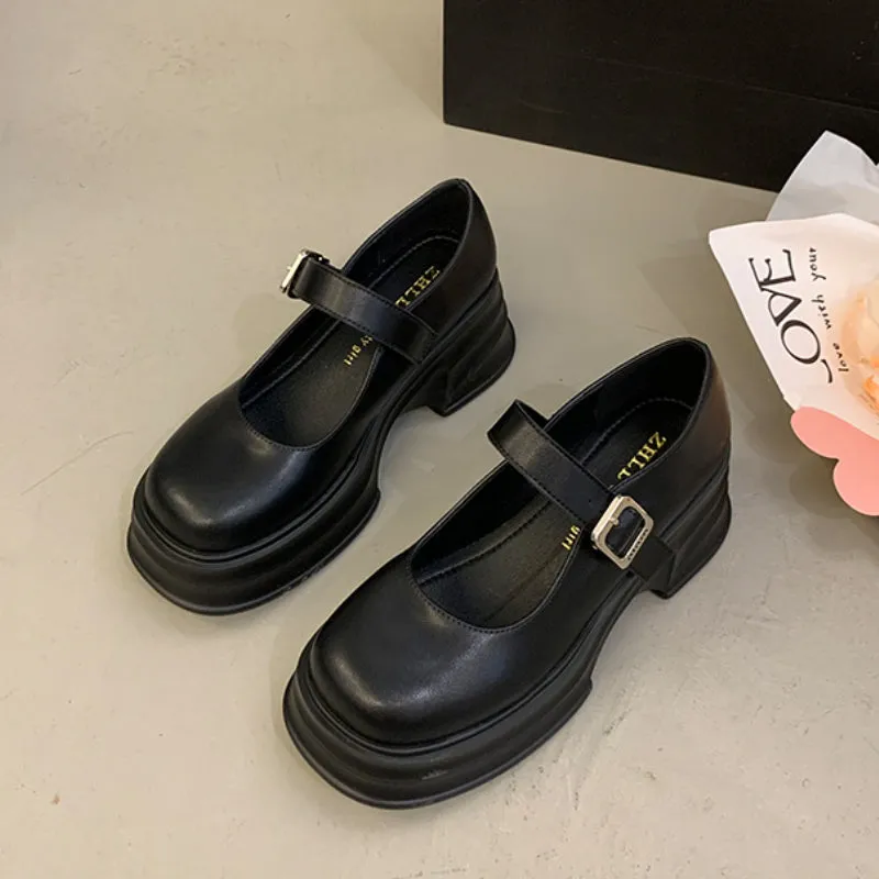 Thick-soled Mary Jane Preppy Pumps for Women
