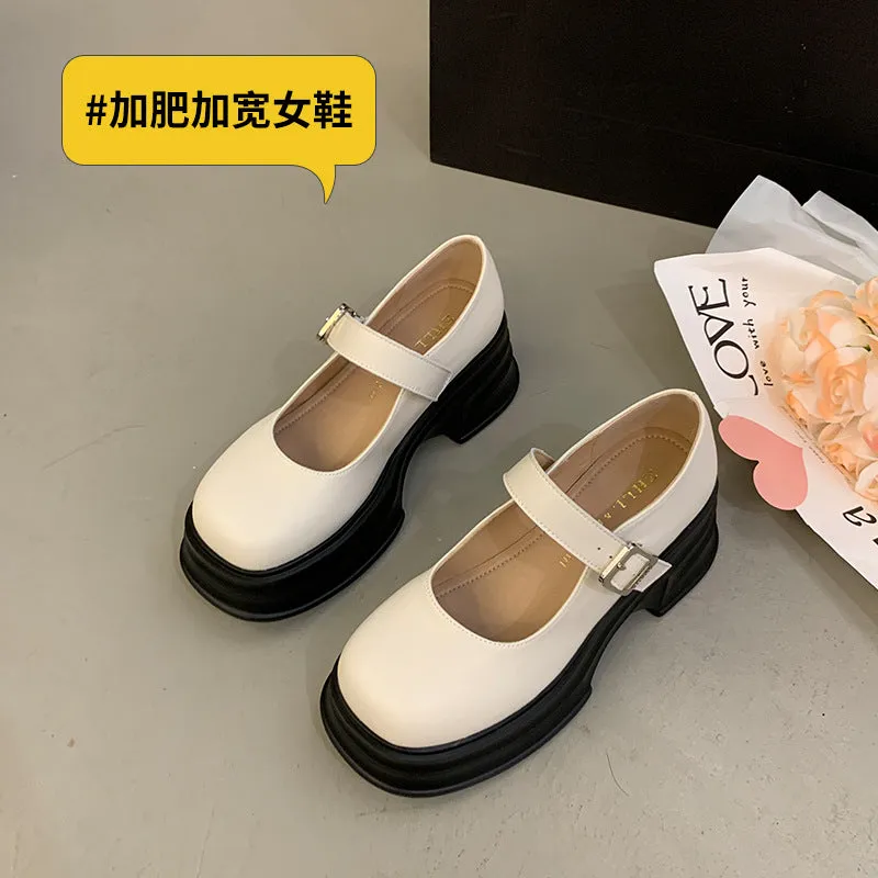 Thick-soled Mary Jane Preppy Pumps for Women