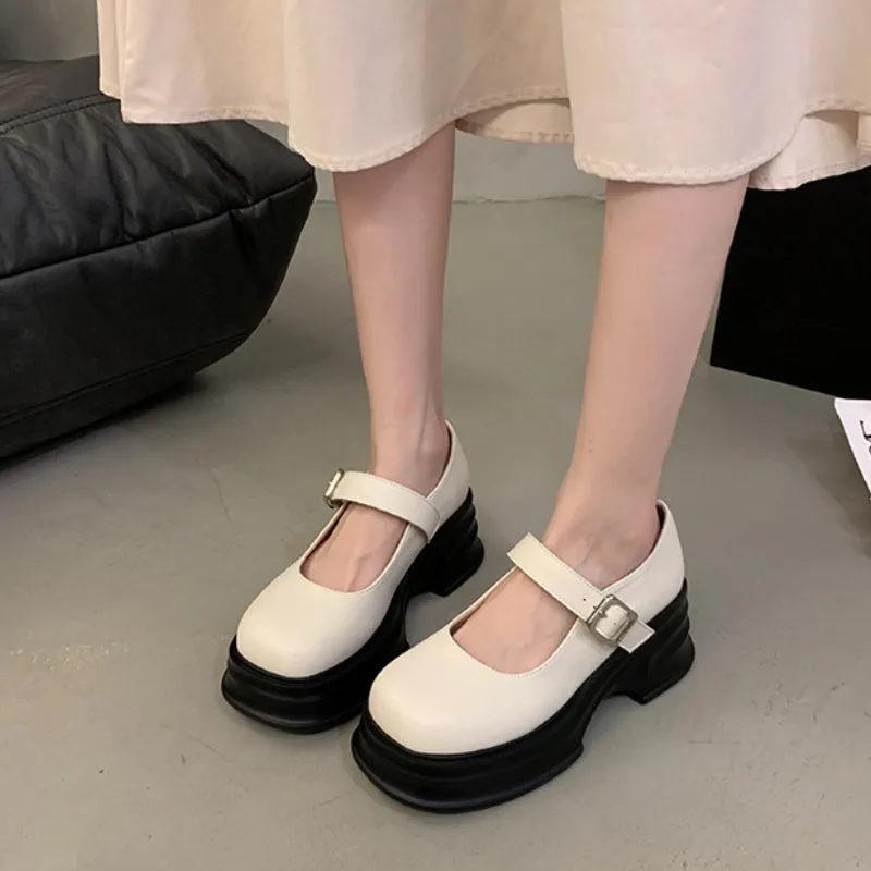 Thick-soled Mary Jane Preppy Pumps for Women