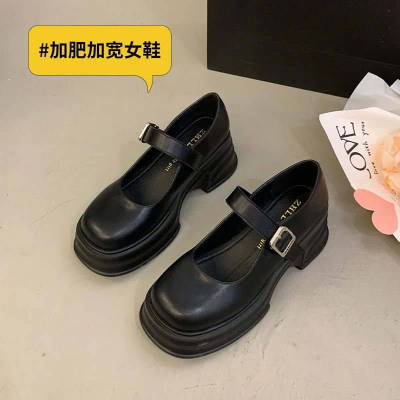 Thick-soled Mary Jane Preppy Pumps for Women