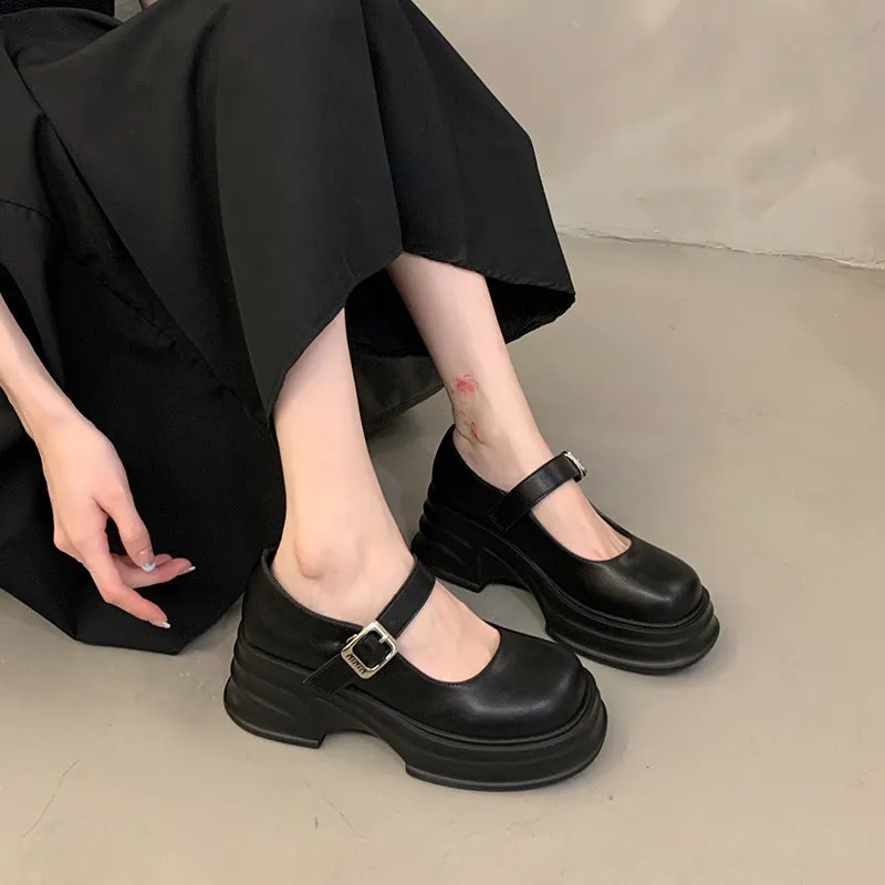 Thick-soled Mary Jane Preppy Pumps for Women