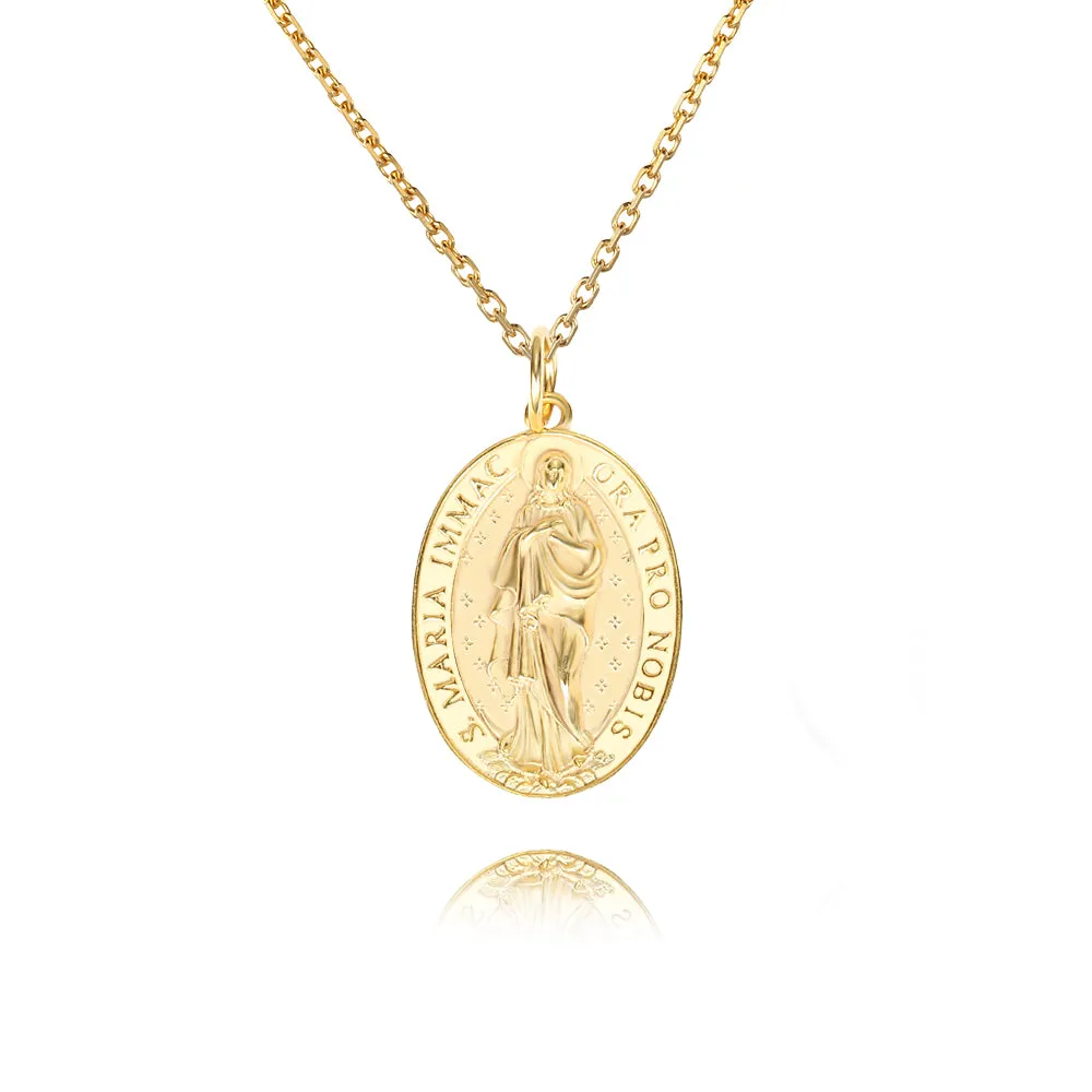 Trendolla Virgin Mary Gold Virgencita Necklace