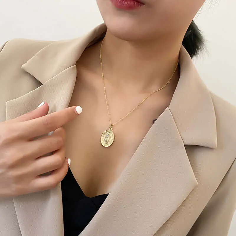 Trendolla Virgin Mary Gold Virgencita Necklace