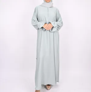Turkish Style Abaya With Frill Cuffs - Mint