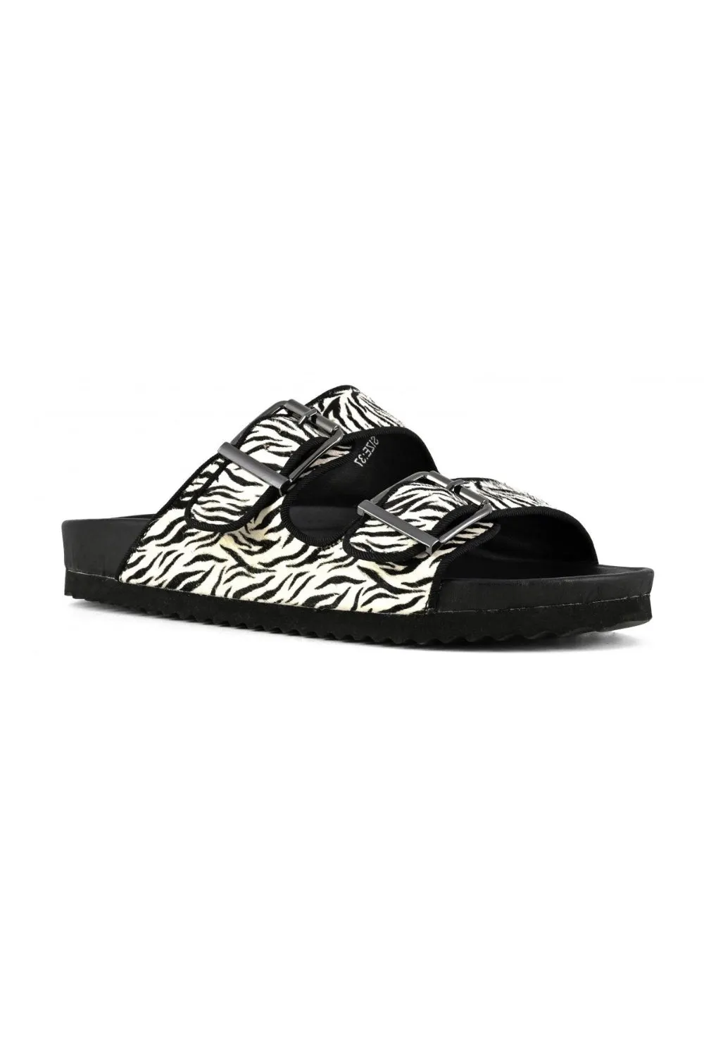 TWO BUCKLES SANDAL PONY HAIR