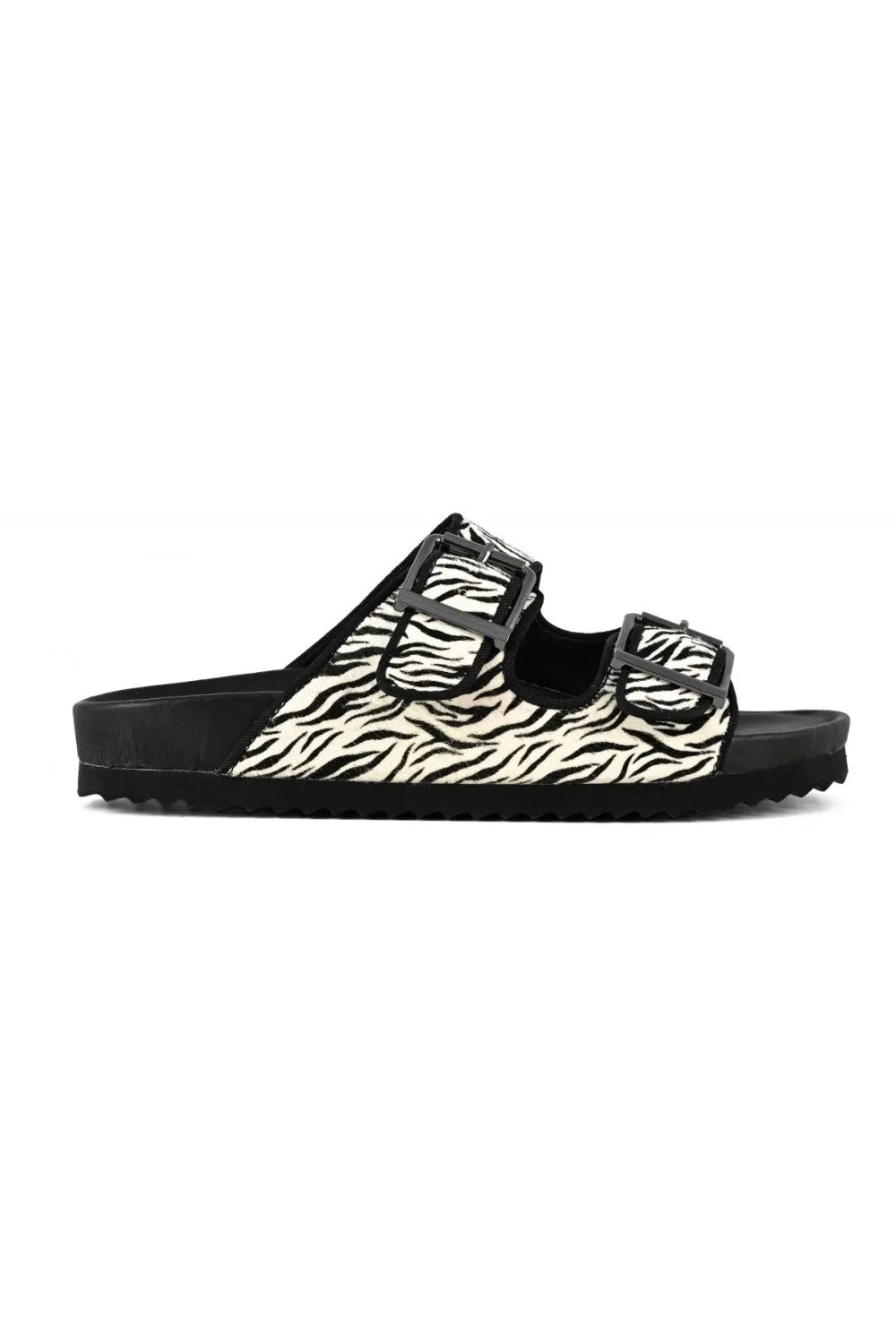 TWO BUCKLES SANDAL PONY HAIR