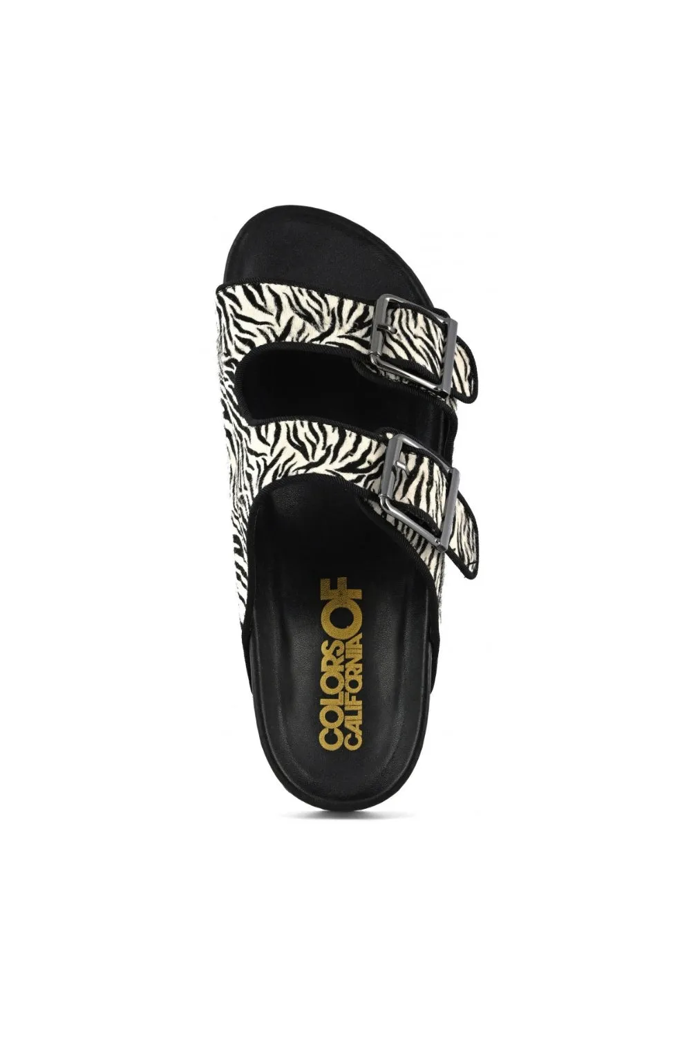 TWO BUCKLES SANDAL PONY HAIR