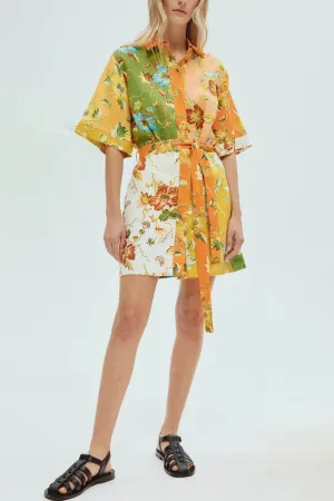 Unique Contrasting Floral Print Mini Dress