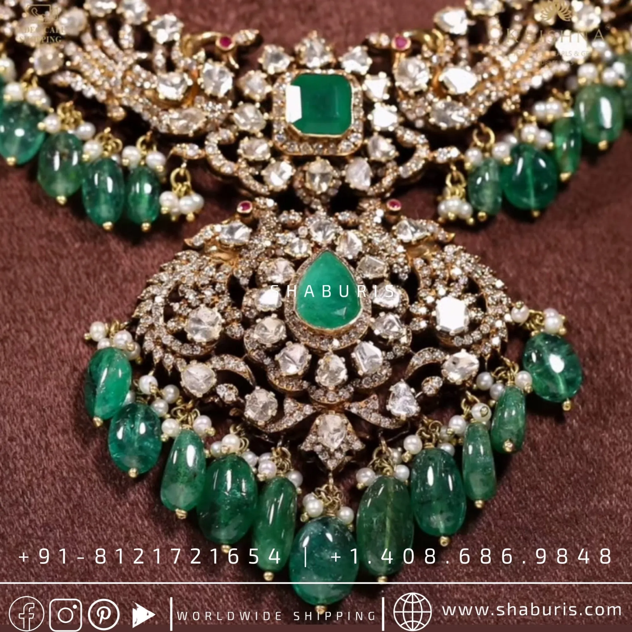 Victorian necklace diamond necklace rubies emeralds bridal diamond necklace indian jewelry designs silver jewelry wedding jewelry - SHABURIS