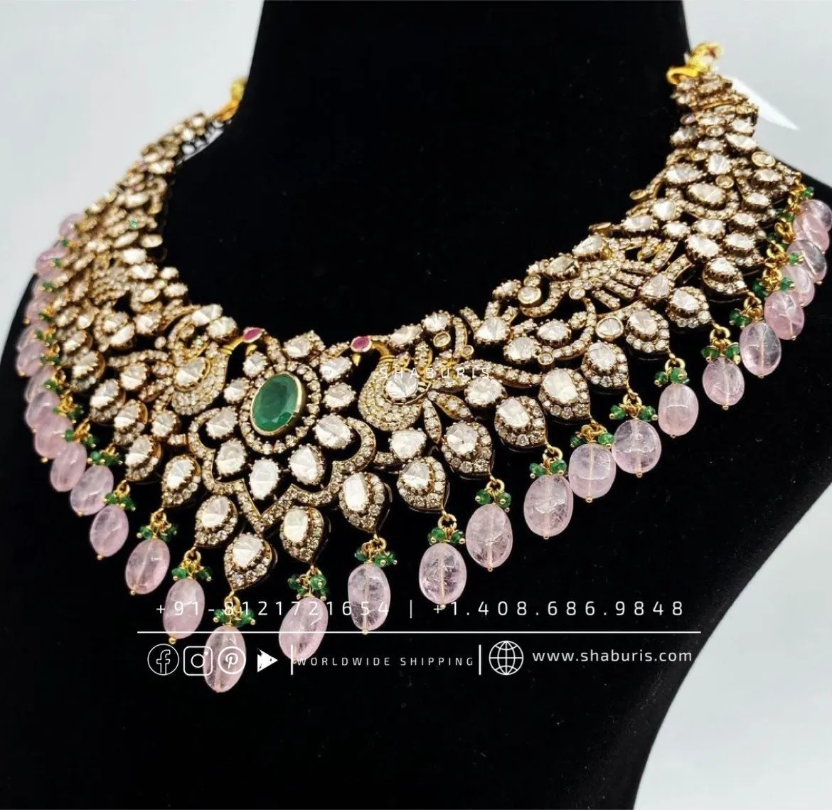 Victorian necklace diamond necklace rubies emeralds bridal diamond necklace indian jewelry designs silver jewelry wedding jewelry - SHABURIS