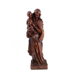 Vintage 1920s Belgian Earthenware Holy Mother Statue
