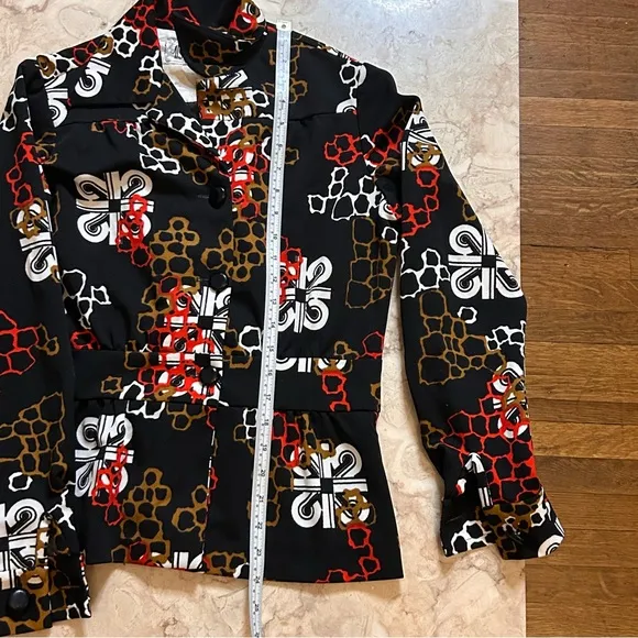 Vintage 70s Mister Robert Black Red Blazer Medium